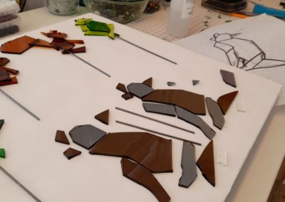 making fused glass wolf