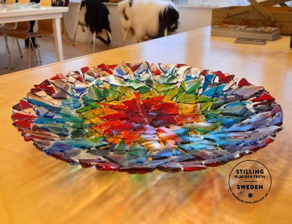 rainbow fused glass bowls
