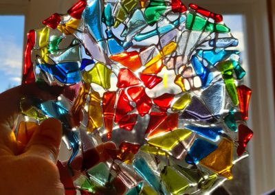 rainbow fused glass bowls