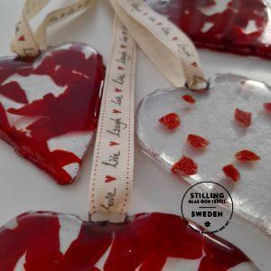 fused glass hearts