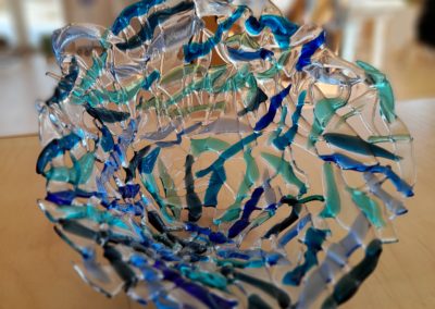 blue fused glass bowl