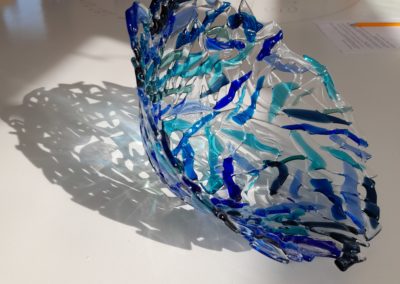 blue fused glass bowl